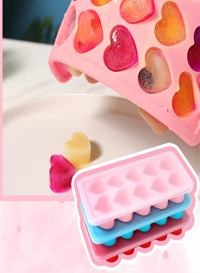 Gallipower 3 Pcs Heart Ice Cube Trays,Ice Maker,Silicone Molds with Removable Lid,Stackable Ice Trays with Covers(Pink,Blue,Red) - Image 4
